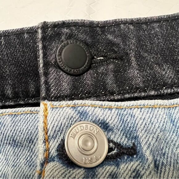 Hudson Jeans Lulu Double Denim Skirt Raw Hem Cotton Coastal Cowgirl Size 27 - Picture 8 of 15